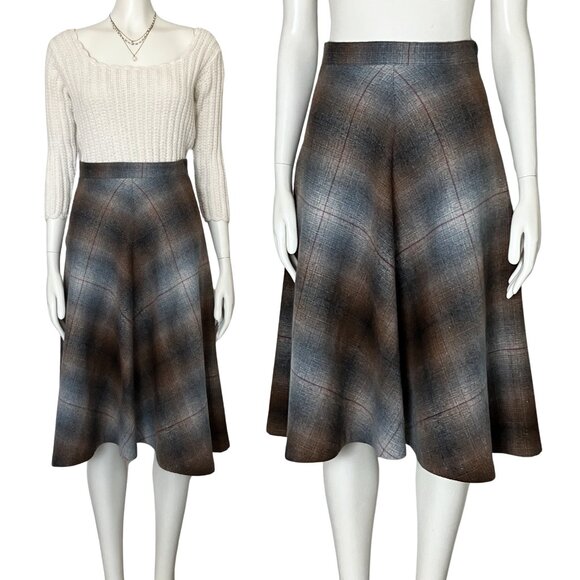 American Vintage Dresses & Skirts - Vintage 70s Wool Blend Plaid A Line Midi Skirt. XS 26" 11. Dark Academia Preppy